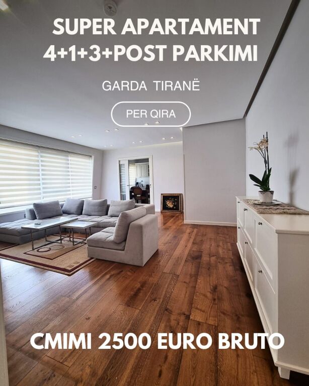 Elite Apartment 4+1 | Garda Area  ✨ FOR RENT – ELITE APARTMENT 4+1+3 + PARKING SPACE  In one of the most prestigious areas of Tirana, in the Garda area,  