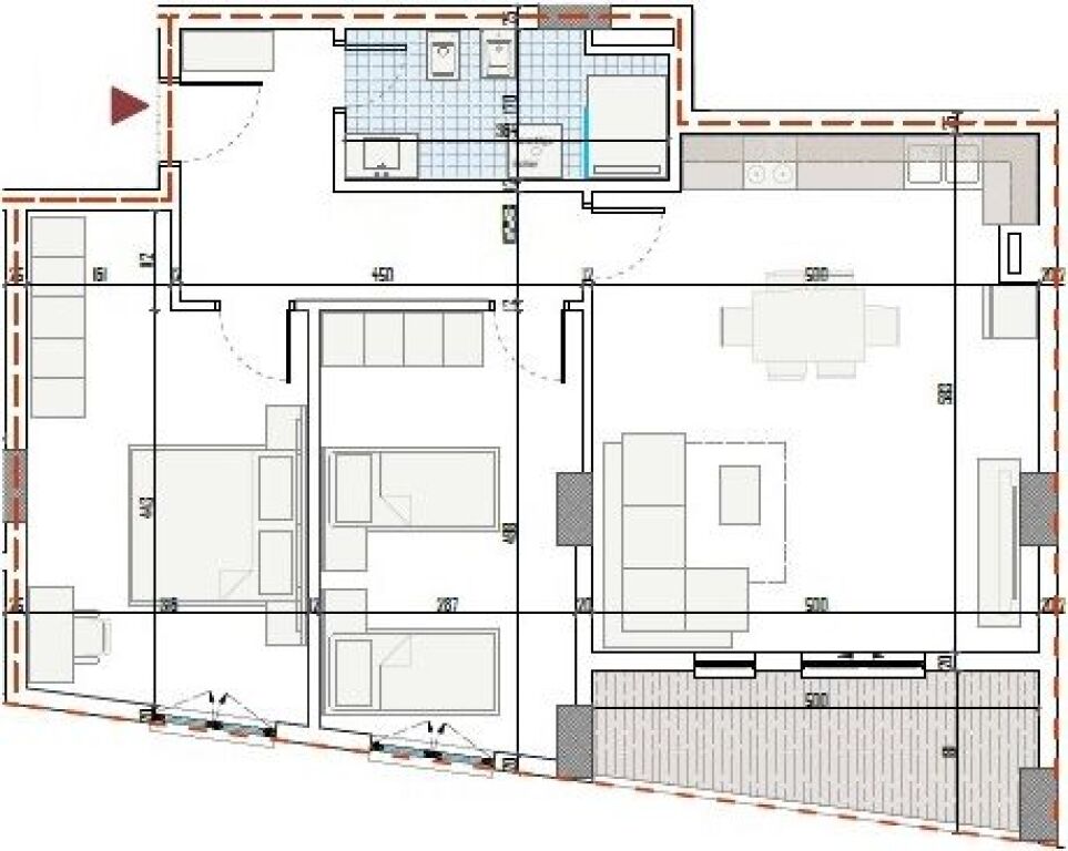 Appartamento 2+1 Ringside Residence Paskuqan in Vendita