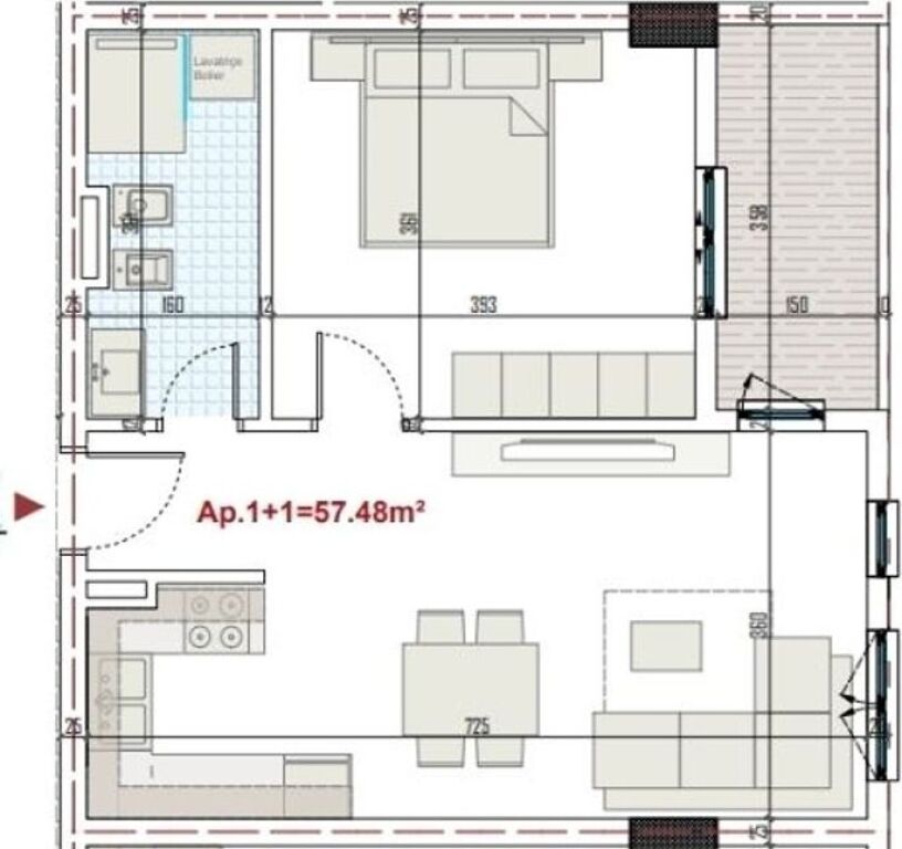OKAZION! PASKUQAN - SHESIM APARTAMENT 1+1 TE RINGSIDE RESIDENCES!