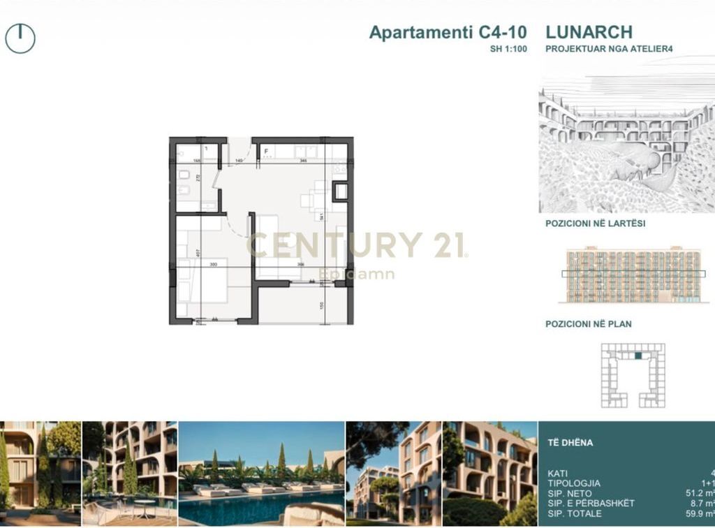EXCLUSIVE ! Apartament 1+1 për shitje në Lunarch Residence Mali i Robit ! 65,890 €