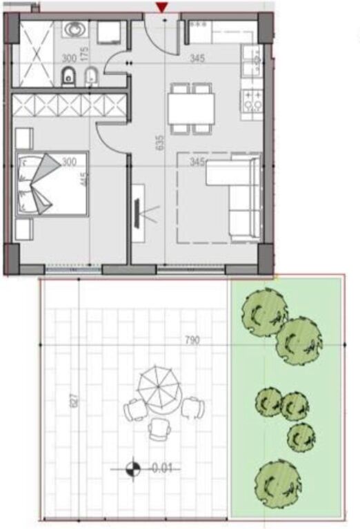 SHITET APARTAMENT 1+1 me Verand UNIVERS CITY
