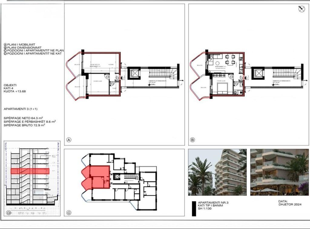 SARANDË, SHESIM APARTAMENT 1+1 ME PAMJE NGA DETI 233,300 €