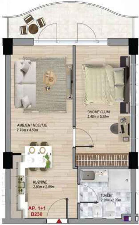 Apartament 1+1, 60 m² – Ramada Residences by Wyndham, Qerret (B230)