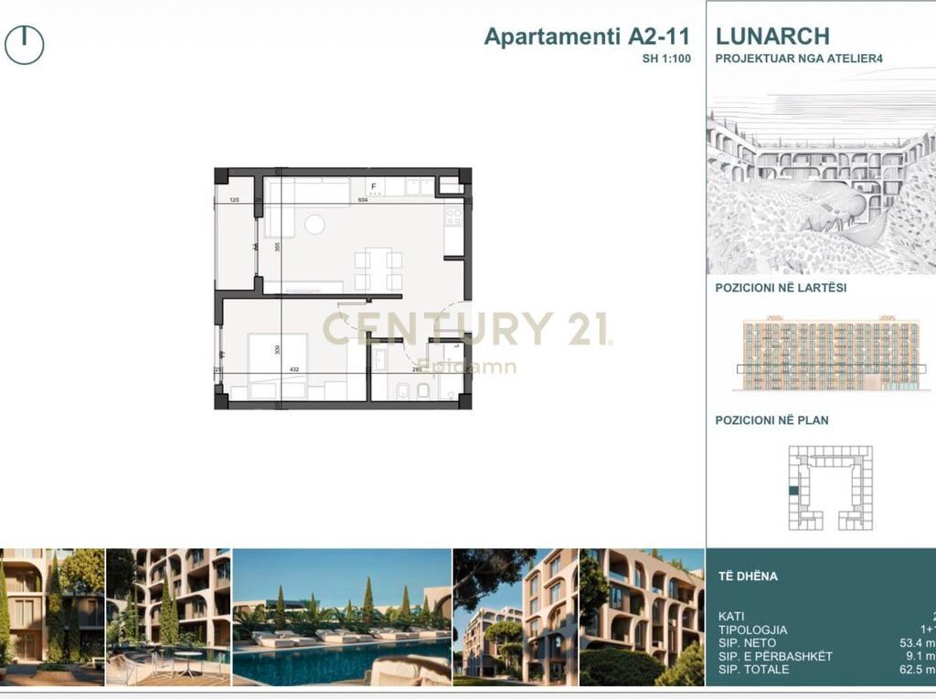 EKSKLUZIVE! Apartament 1+1 për shitje në Lunarch Residence Mali i Robit! 58,600 €