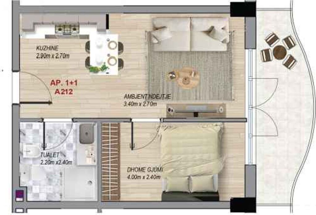 Apartament 1+1, 52 m² – Ramada Residences by Wyndham, Qerret (A212)