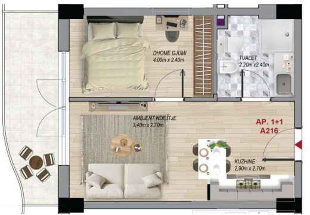 Apartament 1+1, 53 m² – Ramada Residences by Wyndham, Qerret (A216)