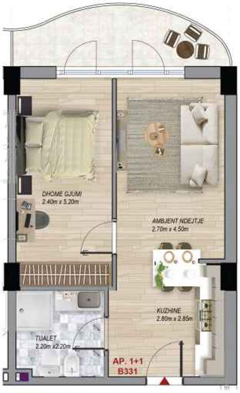 Apartament 1+1, 62 m² – Ramada Residences by Wyndham, Qerret (B331)