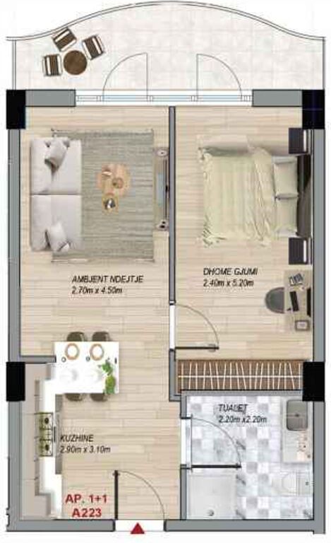Apartament 1+1, 62 m² – Ramada Residences by Wyndham, Qerret (A223)