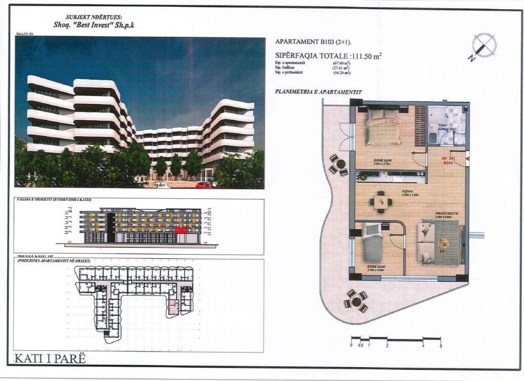 Apartament 2+1, 112 m² – Mei Residence, Qerret (B103)