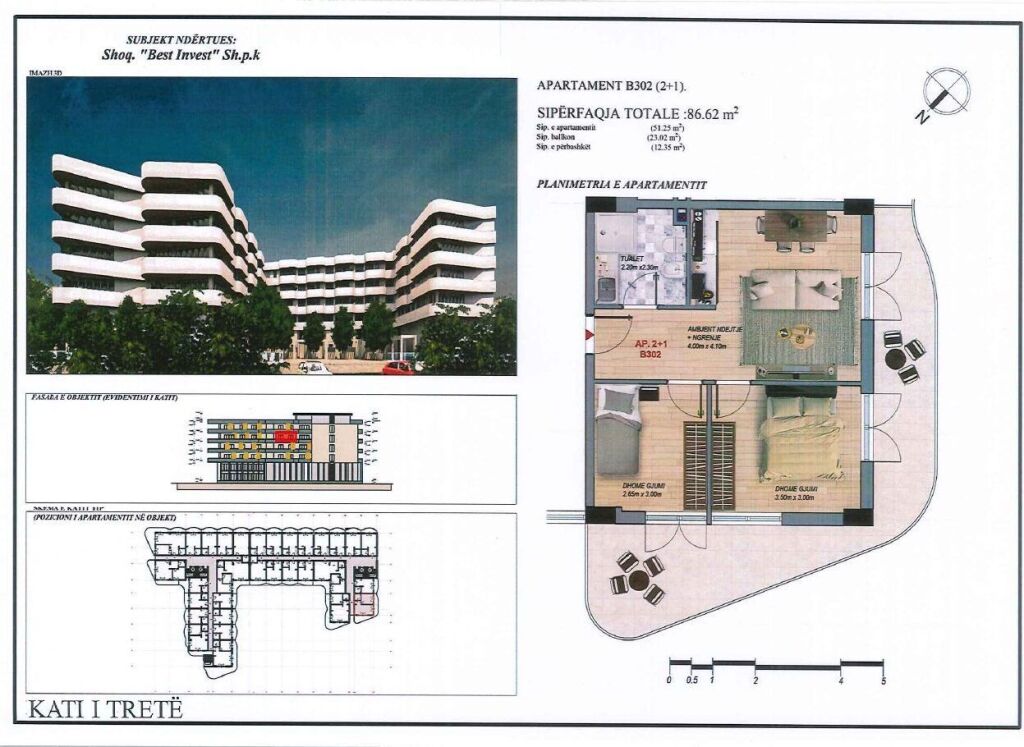 Apartament 2+1, 87 m² – Mei Residence, Qerret (B302)