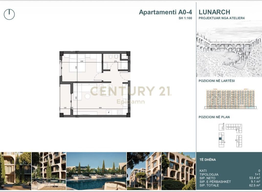 EXCLUSIVE ! Apartament 1+1 për shitje në Lunarch Residence Mali i Robit ! 62,500 €
