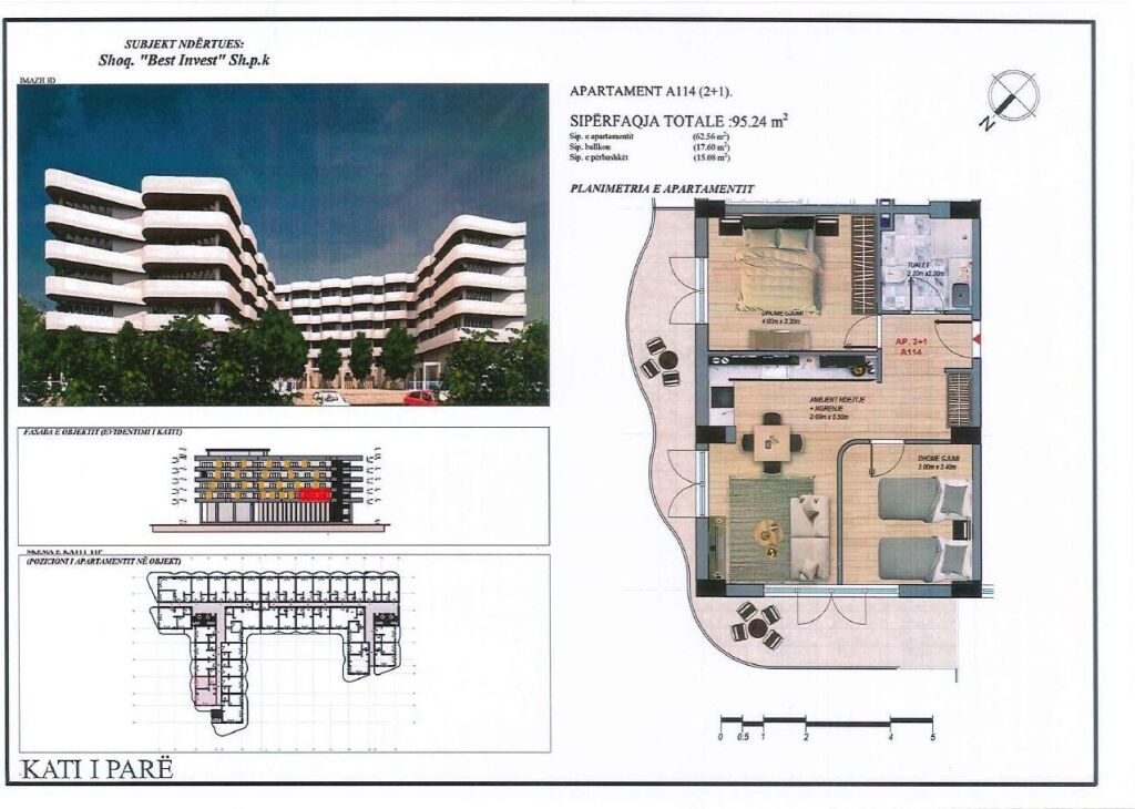 Apartament 2+1, 95 m² – Mei Residence, Qerret (A114)