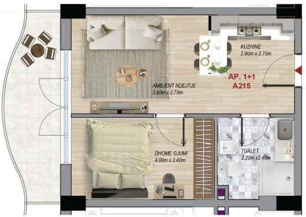 Apartament 1+1, 53 m² – Ramada Residences by Wyndham, Qerret (A215)