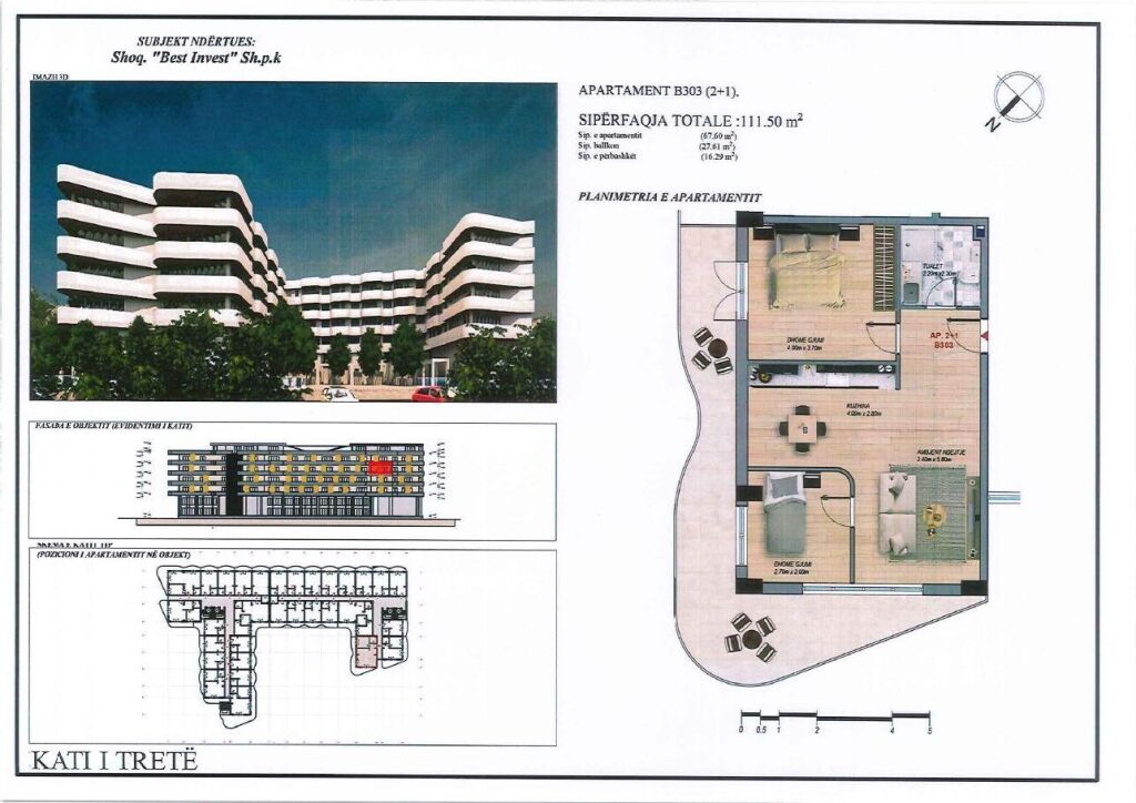 Apartament 2+1, 112 m² – Mei Residence, Qerret (B303)