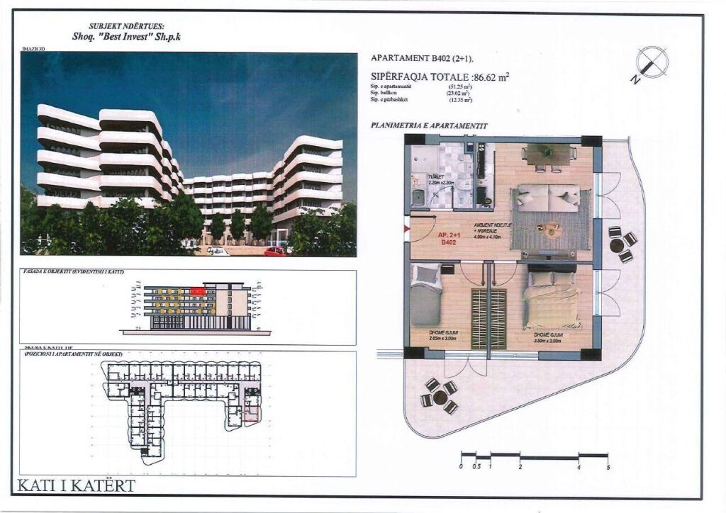 Apartament 2+1, 87 m² – Mei Residence, Qerret (B402)