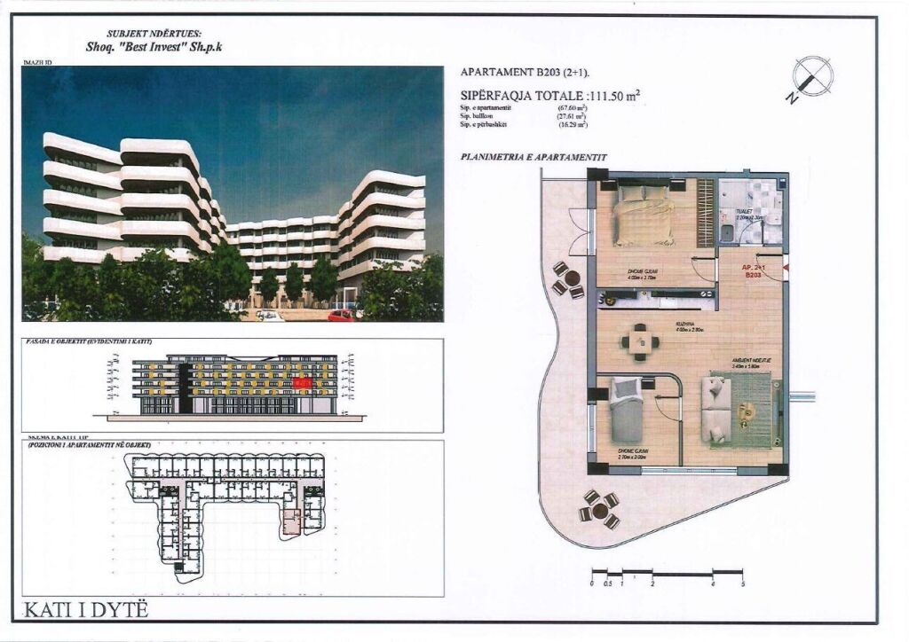 Apartament 2+1, 112 m² – Mei Residence, Qerret (B203)