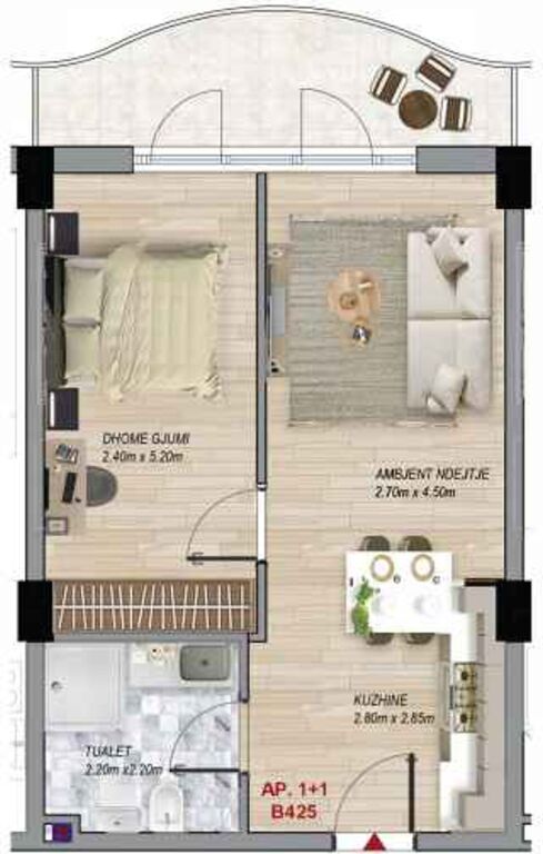 Apartament 1+1, 62 m² – Ramada Residences by Wyndham, Qerret (B425)