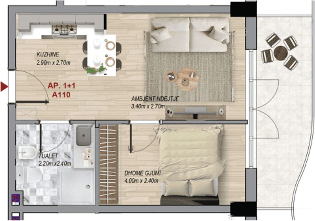 Apartament 1+1, 53 m² – Ramada Residences by Wyndham, Qerret (A110)