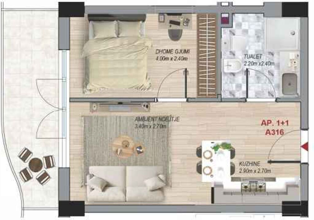 Apartament 1+1, 53 m² – Ramada Residences by Wyndham, Qerret (A316)