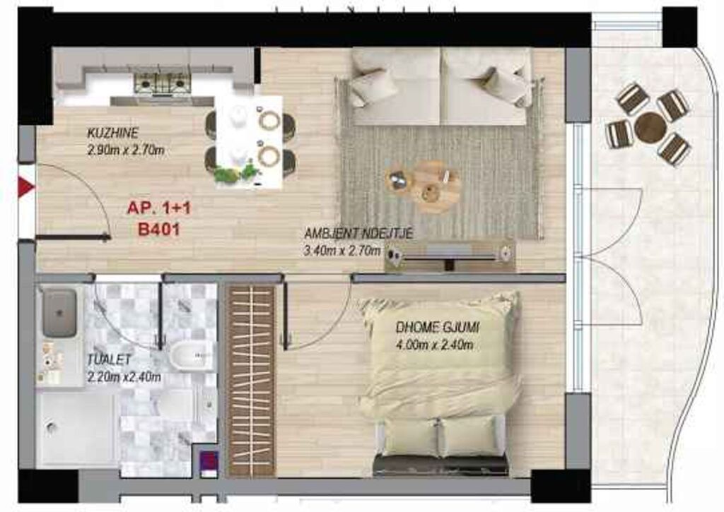 Apartament 1+1, 51 m² – Ramada Residences by Wyndham, Qerret (B401)