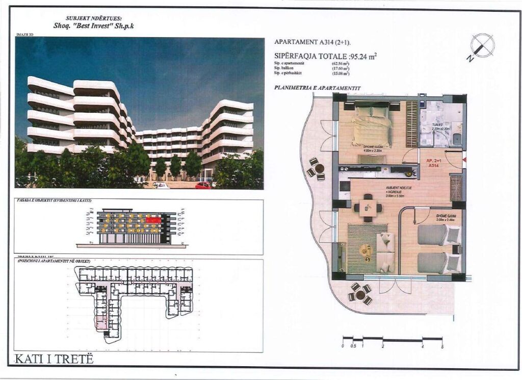 Apartament 2+1, 95 m² – Mei Residence, Qerret (A314)