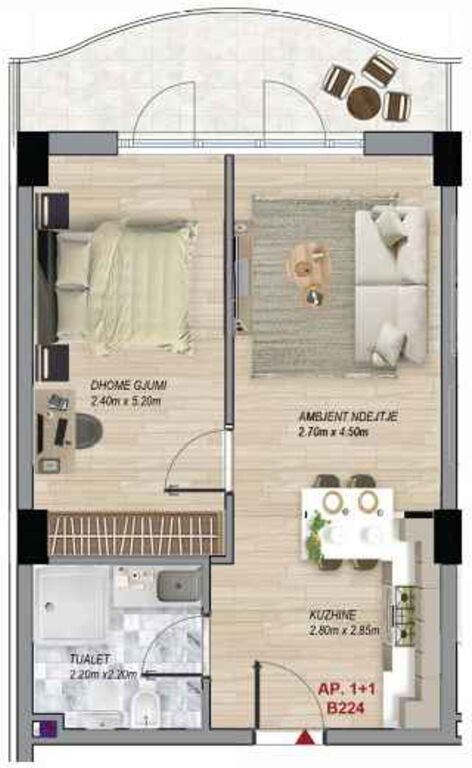 Apartament 1+1, 62 m² – Ramada Residences by Wyndham, Qerret (B224)