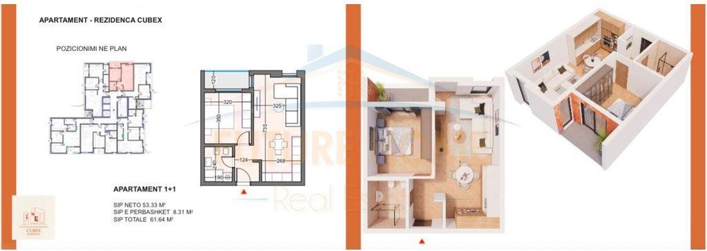 Shitet Apartament 1+1,Rezidenca Cubex,Rruga e Kavajes
