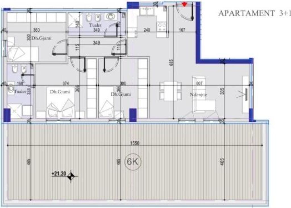 Appartamento 3+1+2+Veranda in vendita a Tirana New Entry, ex Dogana, Casa Italia, Nuovo Anello, Laprake.