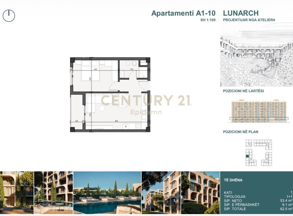 EXCLUSIVE ! Apartament 1+1 për shitje në Lunarch Residence Mali i Robit ! 62,500 €