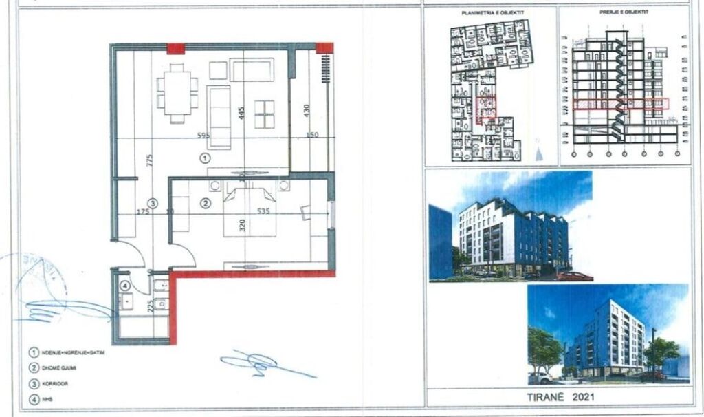 Shitet,Apartament 1+1,EverGreen Residence, Ali Demi.