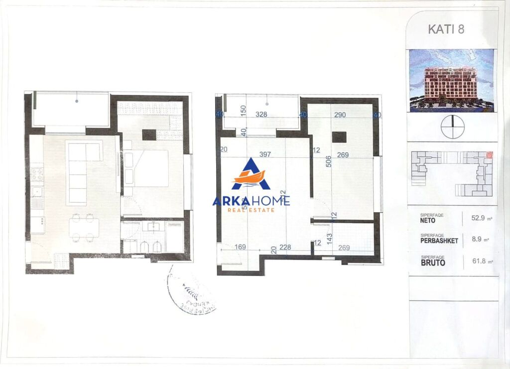 SHITET APARTAMENT 1+1+BALLKON "TE KOMPLEKSI BREZARET, 5 MAJI" 105.000 EURO