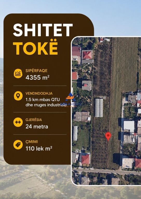 SHITET TOKE 4355 M2 "PAS QTU, PRANË RRUGËS INDUSTRIALE TIRANË–DURRËS" 520000 EURO
