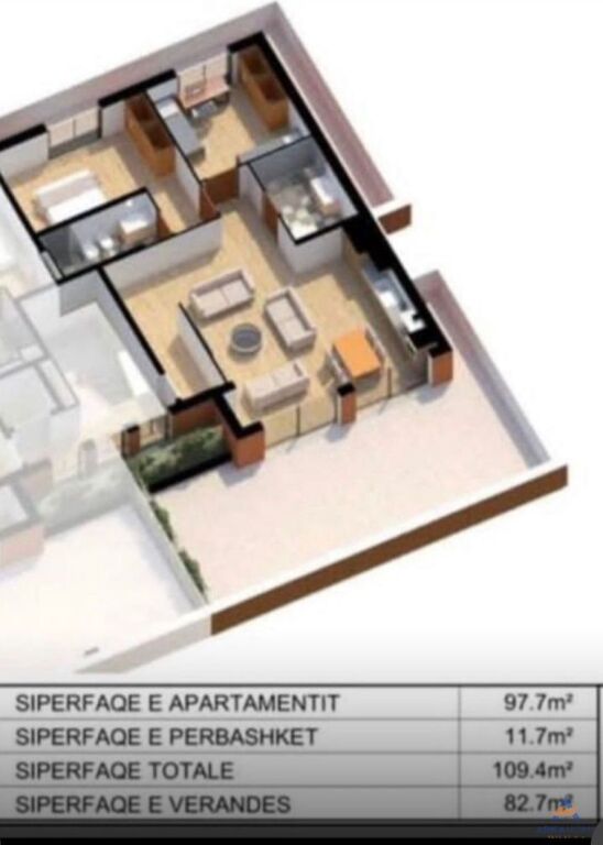 SHITET APARTAMENT 2+1+BALLKON+VERANDE "RRUGA DERVISH LUZHA, 5 MAJI" 320.000 EURO
