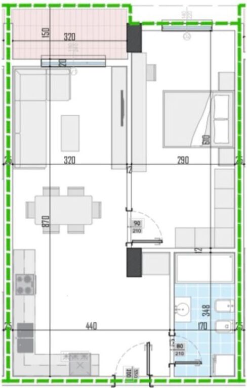 Apartment 1+1 for sale at Aluna Residence in Paskuqan.