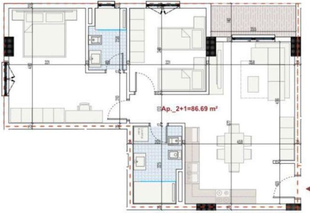 Apartment 2+1+2 For Sale In Paskuqan   ID 5437