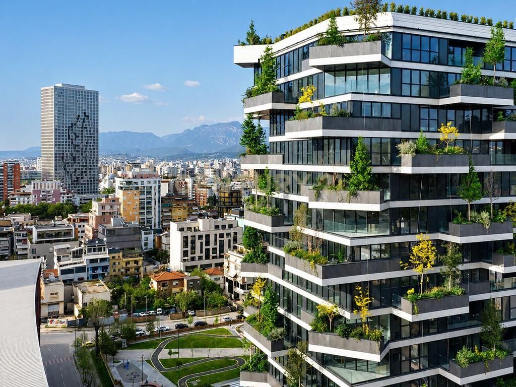 Ambiente Premium nel Vertical Forest Tirana – 169.31m² | Piano 1 | Facciata con Visibilità