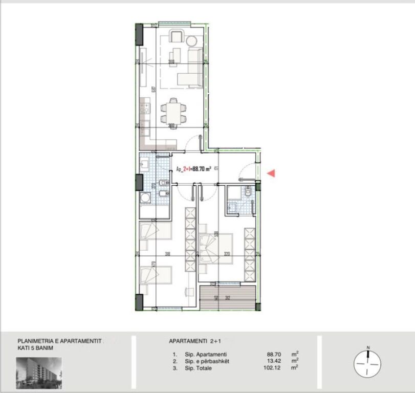 🔥 OKAZION‼️ SHITET APARTAMENT 2+1 + 2 TUALETE + 🅿️ POST PARKIMI