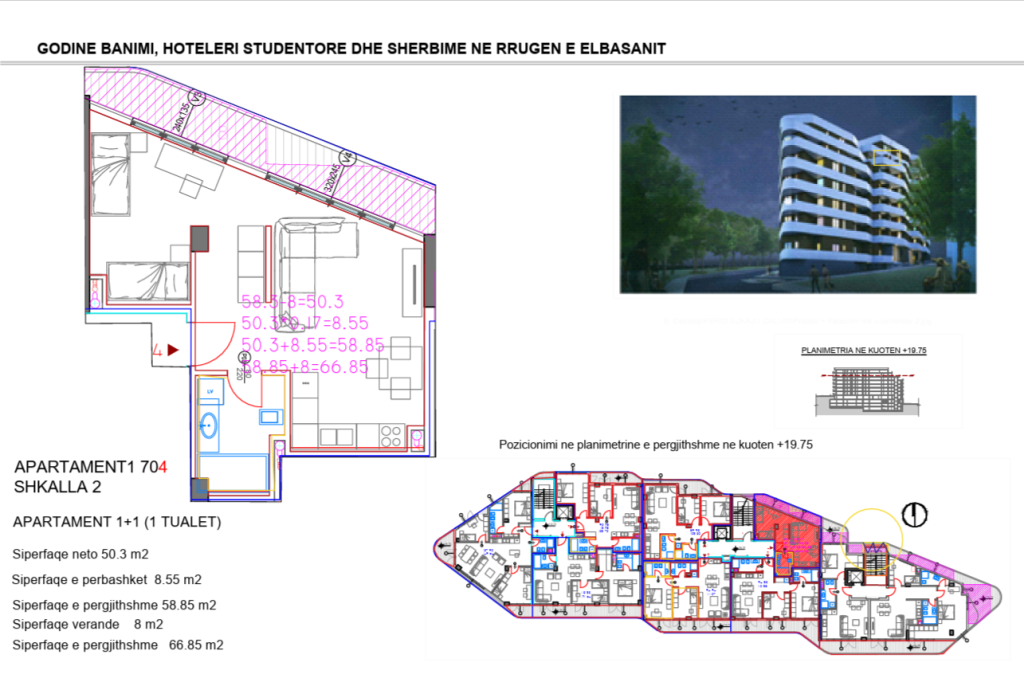 Shitet apartament 1+1, Calvin Residence, Rruga e Elbasanit