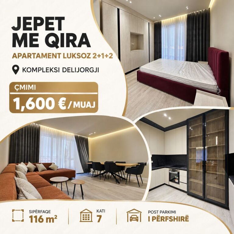FOR RENT APARTMENT 2+1+🅿️  DELIJORGJI