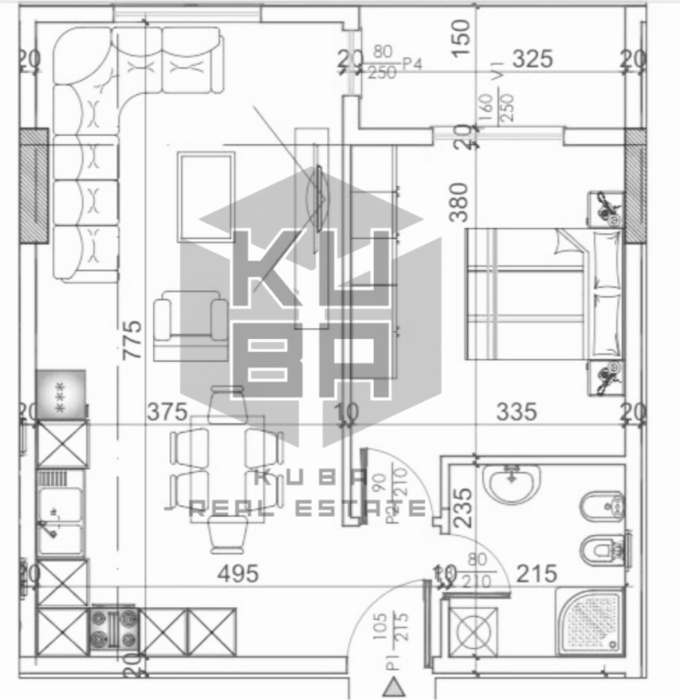 Apartament 1+1 , 70m2  drejt përfundimit, për Shitje në Qendër, Kamëz. 61 mln lekë