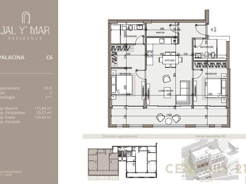 Apartament 2+1+2+parkim Për Shitje në Jal Y Mar Residence