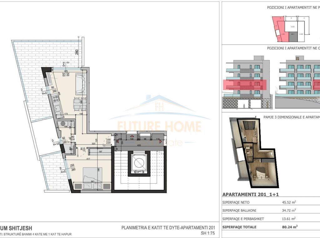 Shitet, Apartament 1+1, Kloi Rezidence, Sarandë.