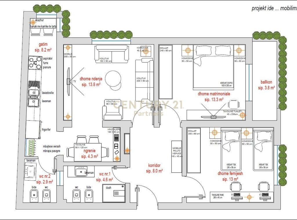 Apartament 2+2 Për Shitje në Ali Demi, Tiranë - 168,000€ | 80.5 m² 168,000 €