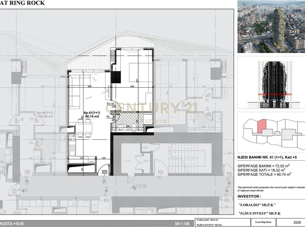 APARTMENT 1+1 FOR SALE AT GREAT RING ROCK TIRANA 190,554 €