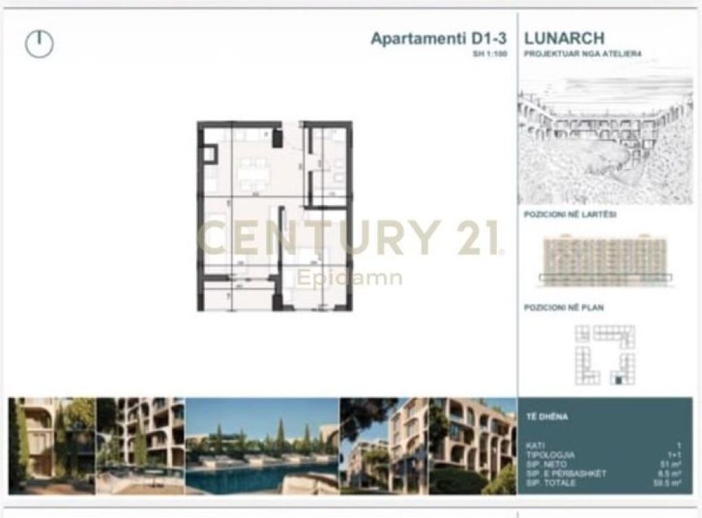 EXCLUSIVE ! Apartament 1+1 për shitje në Lunarch Residence Mali i Robit !