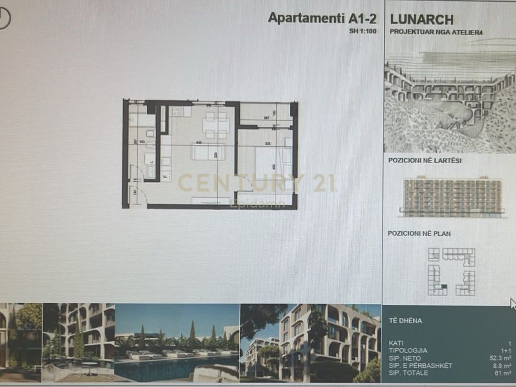EXCLUSIVE ! Apartament 1+1 për shitje në Lunarch Residence Mali i Robit ! 61,000 €