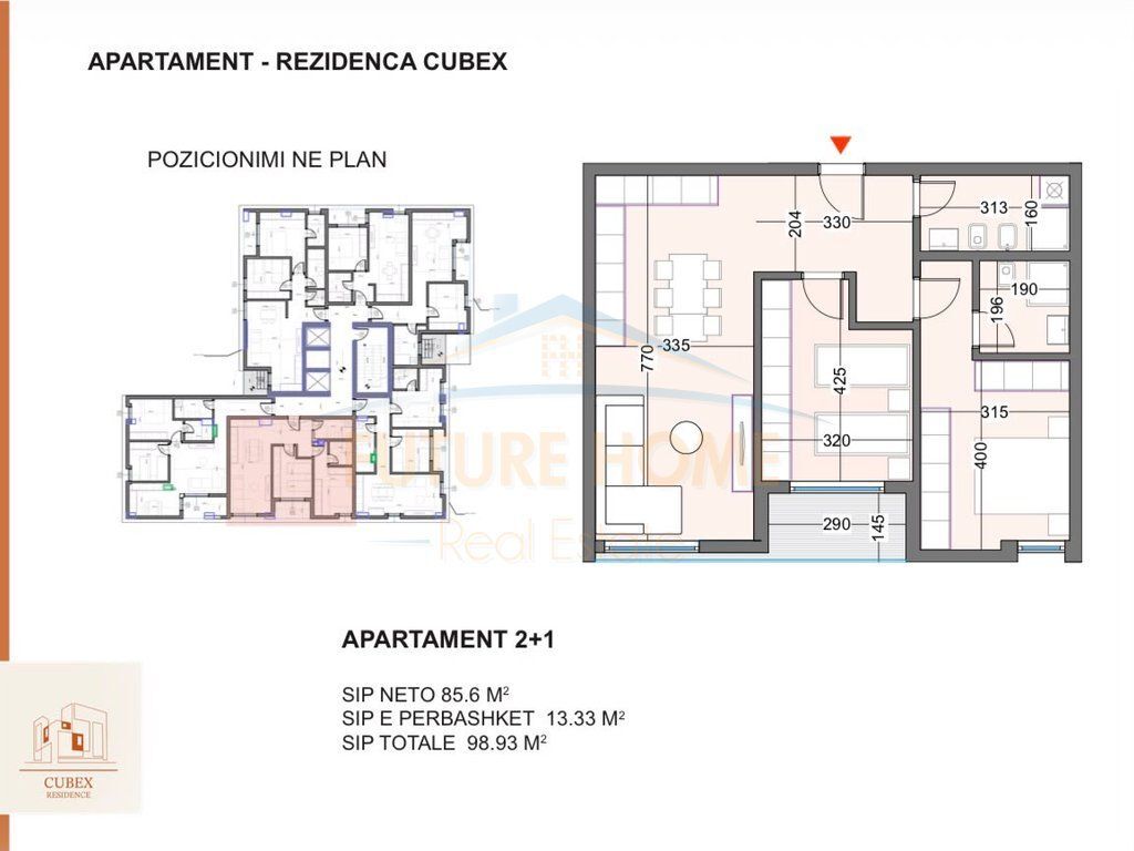 Shitet Apartament 2+1+Post Parkimi,Rezidenca Cubex,Rruga e Kavajes