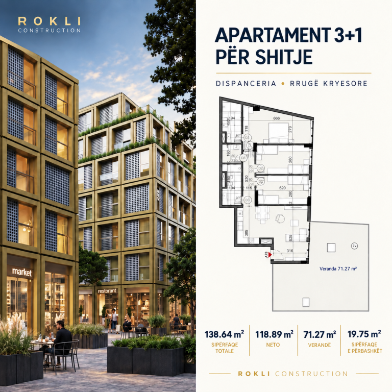 APARTAMENT 3+1 PER SHITJE TEK DISPANCERIA