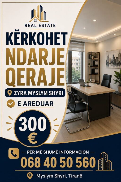 🏢 RENTAL SHARING – OFFICE 📢 WE ARE LOOKING FOR A PERSON FOR RENTAL SHARING! 🏢 Furnished office in Myslym Shyri, Tirana. ✨ Suitable environment for professional activity and collaboration. 💰 Rent: 300 € 📍 Myslym Shyri, Tirana 📞 For more information:  📩 Contact us for details!