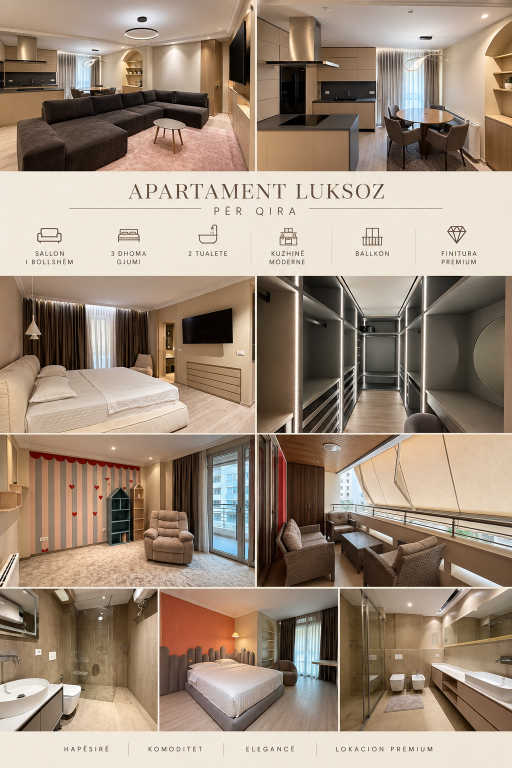 Apartament Luksoz 3+1+2 Poste Parkimi, NOBIS - Jepet me QERA - 300'000 LEKE